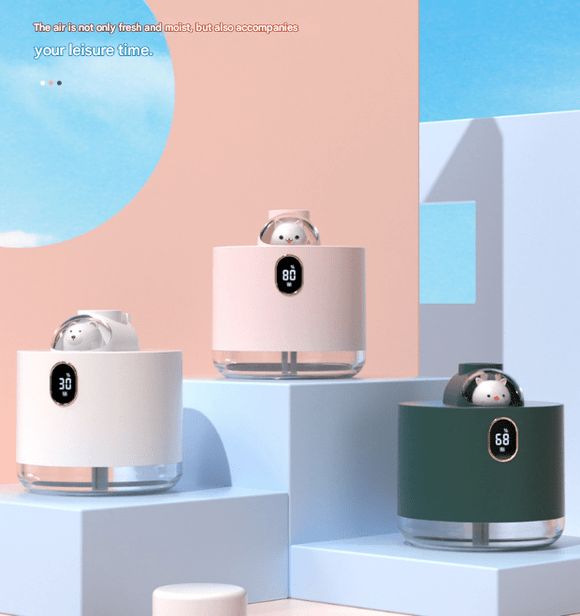 Pink Adorable Space Capsule Humidifier - Portable USB Cool Mist Maker with LED Display & Ambient Night Light - RnR Galore