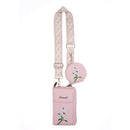 Pink Chic Floral Embroidered 2 - in - 1 Crossbody Phone Bag with Coin Purse - RnR Galore