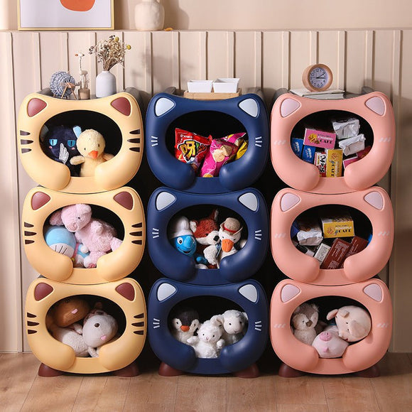 Pink Cute Cat - Themed Stackable Storage Bin - Multi - purpose Pet Bed & Toy Organizer - RnR Galore