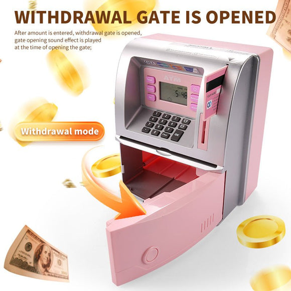 Pink Digital ATM Savings Bank for Kids - Electronic Piggy Bank with PIN & Card for Real Money - RnR Galore
