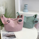 Pink Minimalist Corduroy Crossbody Bag – Large Capacity Single Shoulder & Diagonal Sling Bag in Korean Style - RnR Galore
