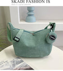 Pink Minimalist Corduroy Crossbody Bag – Large Capacity Single Shoulder & Diagonal Sling Bag in Korean Style - RnR Galore
