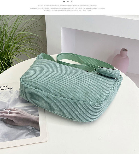 Pink Minimalist Corduroy Crossbody Bag – Large Capacity Single Shoulder & Diagonal Sling Bag in Korean Style - RnR Galore