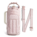 Pink Nylon Quilted Insulated Water Bottle Bag for 18 - 64oz Flask - Lightweight Sports & Travel Puffer Shockproof Protective Pouch - RnR Galore