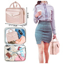 Pink Portable Large Hanging Womens' Luxury PU Leather Cosmetic Bag - Waterproof Travel Toiletry Organizer , Easy Visibility & Durable - RnR Galore