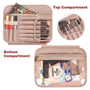 Pink Portable Large Hanging Womens' Luxury PU Leather Cosmetic Bag - Waterproof Travel Toiletry Organizer , Easy Visibility & Durable - RnR Galore