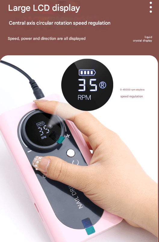 Pink Professional Rechargeable Nail Drill Machine - 45000RPM Portable E - File Kit for Acrylic, Gel, Polishing & Manicure - RnR Galore