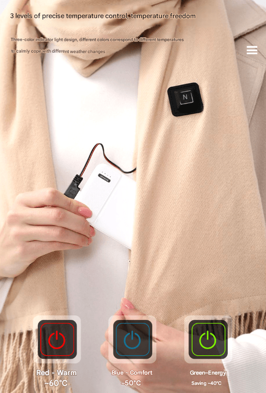 Pink USB Electric Heated Scarf - 3 - Level Heat Setting Winter Neck Warmer - RnR Galore