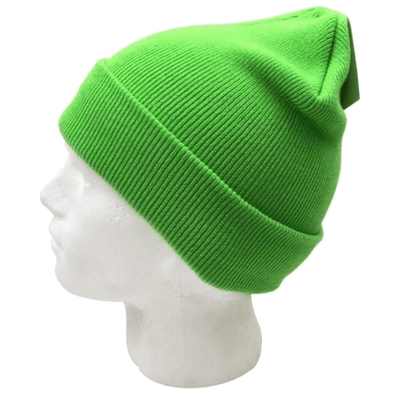 PLAIN BEANIE Unisex Mens Womens Winter Warm Hat Ski Cap Knit One Size - Fluro Green - RnR Galore