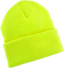 PLAIN BEANIE Unisex Mens Womens Winter Warm Hat Ski Cap Knit One Size - Fluro Yellow - RnR Galore