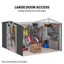 PlantCraft Galvanised Steel Garden Shed 2.58 x 3.13 x 2.02m, with 2 Sliding Doors, 4 Air Vents, Gable Roof, Floor Frame - RnR Galore