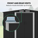 PlantCraft Galvanised Steel Garden Shed 2.58 x 3.13 x 2.02m, with 2 Sliding Doors, 4 Air Vents, Gable Roof, Floor Frame - RnR Galore