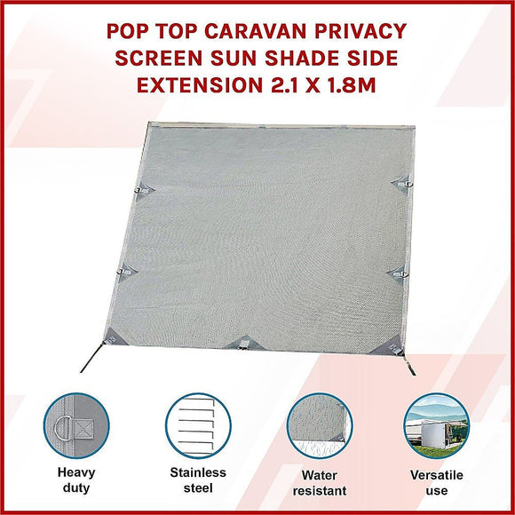Pop Top Caravan Privacy Screen Sun Shade Side Extension 2.1 x 1.8m - RnR Galore