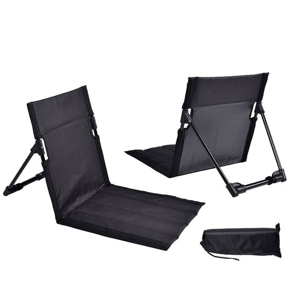 Portable Folding Beach Chair - Reclining Outdoor Seat 68x39.5x40.5cm with Carry Bag in black - RnR Galore