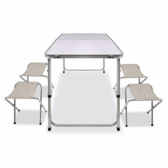 Portable Folding Picnic Camping Set BBQ Party Aluminium Table 4 Foldable Chairs - RnR Galore