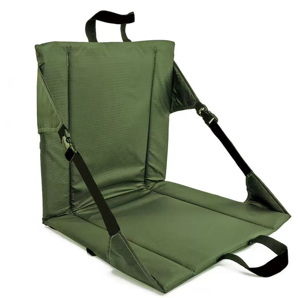 Portable Folding Stadium Seat Cushion with Back Support Lightweight Outdoor Chair for Camping Concerts Hiking Beach Bleachers Army Green - RnR Galore