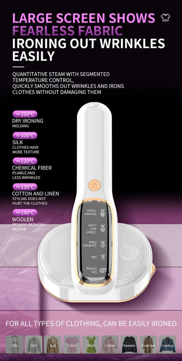 Portable Handheld Garment Steamer & Mini Iron - Smart Temperature Control, Rapid Heating & Powerful Steam for All Fabrics(White) - RnR Galore