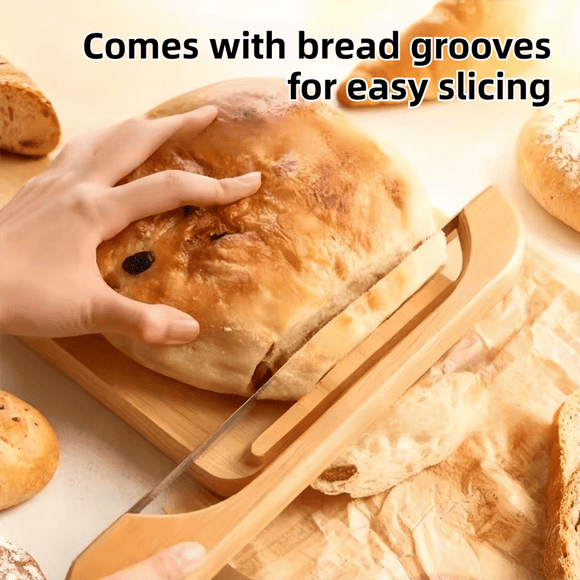 Portable Magnetic Bread Slicing Set: Serrated Toast Knife with Integrated Wooden Cutting Board - RnR Galore