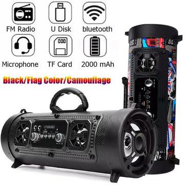 Portable Wireless Speaker - FM Radio, USB/TF Playback, AUX Input, Microphone Support & 2000mAh Battery(black) - RnR Galore
