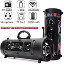 Portable Wireless Speaker - FM Radio, USB/TF Playback, AUX Input, Microphone Support & 2000mAh Battery(Blue and black) - RnR Galore