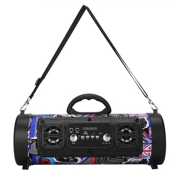 Portable Wireless Speaker - FM Radio, USB/TF Playback, AUX Input, Microphone Support & 2000mAh Battery(Blue and black) - RnR Galore