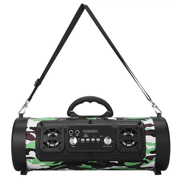 Portable Wireless Speaker - FM Radio, USB/TF Playback, AUX Input, Microphone Support & 2000mAh Battery(Camouflage) - RnR Galore