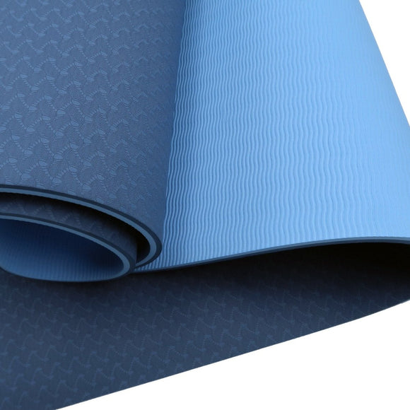 Powertrain TPE Yoga Exercise Mat Home Gym Pilates Fitness 8mm Thick in Dark Blue - RnR Galore