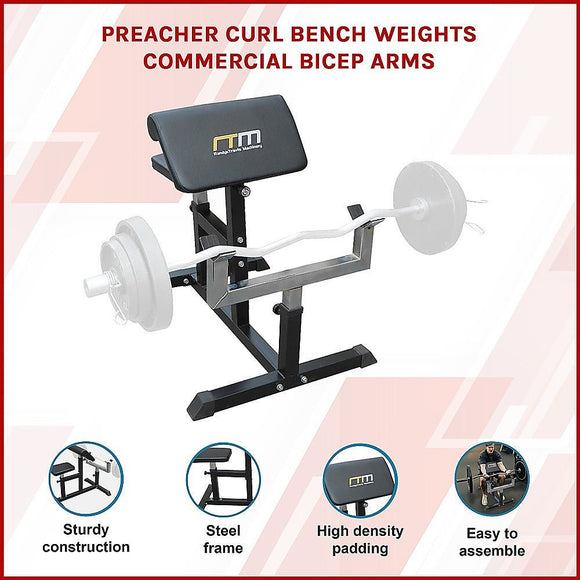 Preacher Curl Bench – Commercial Weight Bench for Bicep and Arm Workouts - RnR Galore
