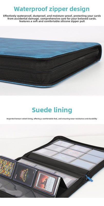 Premium Toploader Binder 9 Pocket 216 Capacity Trading Card Album Zippered PU Leather Storage Holder for Sports TCG & AFL Cards Black - RnR Galore
