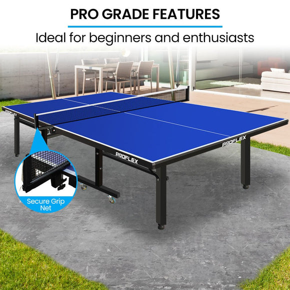 Proflex Premium Outdoor Table Tennis Table, with 4 Player Ping Pong Paddle and Pingpong Ball Pack - RnR Galore