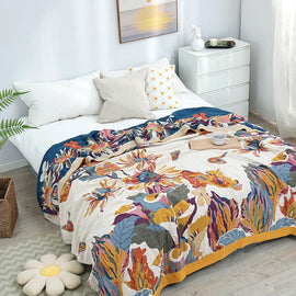 Pure Cotton Multi - Layer Gauze Blanket(Classic A, 230 cm x 200 cm) - Lightweight, Ultra - Breathable, and Moisture - Wicking Summer Quilt for Hot Sleepers - RnR Galore