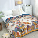 Pure Cotton Multi - Layer Gauze Blanket(Classic A, 240 cm x 240 cm) - Lightweight, Ultra - Breathable, and Moisture - Wicking Summer Quilt for Hot Sleepers - RnR Galore