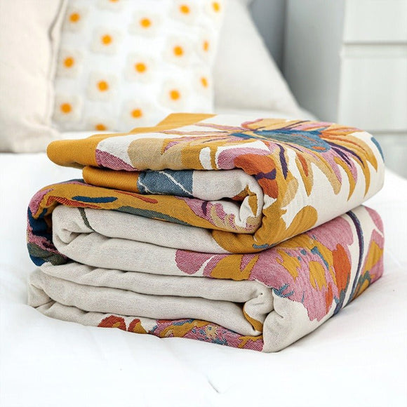 Pure Cotton Multi - Layer Gauze Blanket(Classic A, 240 cm x 240 cm) - Lightweight, Ultra - Breathable, and Moisture - Wicking Summer Quilt for Hot Sleepers - RnR Galore