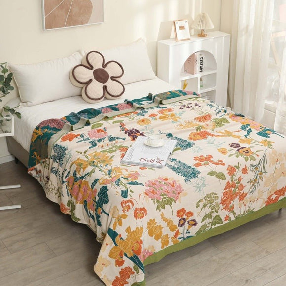 Pure Cotton Multi - Layer Gauze Blanket(Classic B, 150 cm x 200 cm) - Lightweight, Ultra - Breathable, and Moisture - Wicking Summer Quilt for Hot Sleepers - RnR Galore