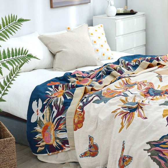Pure Cotton Multi - Layer Gauze Blanket(Classic B, 230 cm x 200 cm) - Lightweight, Ultra - Breathable, and Moisture - Wicking Summer Quilt for Hot Sleepers - RnR Galore