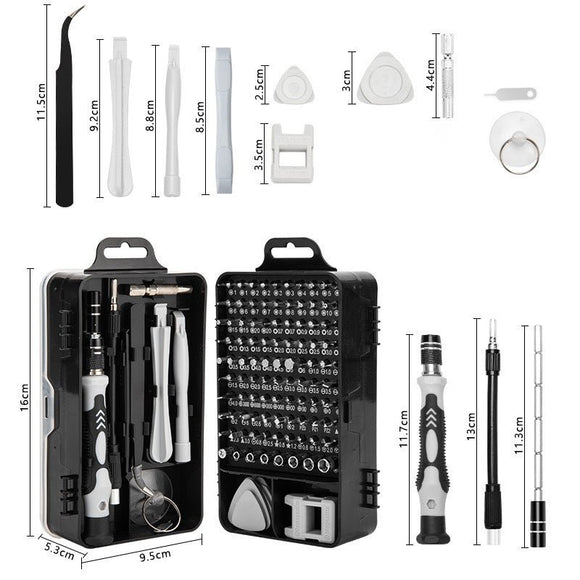 Purple and Black Professional 115 - in - 1 Precision Screwdriver Set - Magnetic Repair Tool Kit for PC, Laptop, Phone & Electronics - RnR Galore