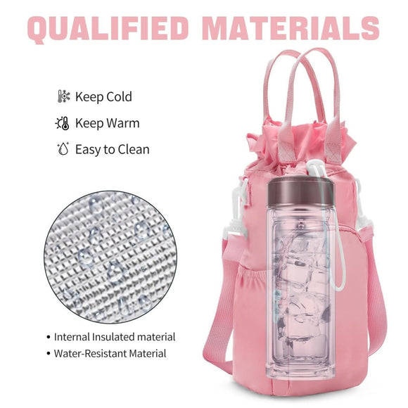 Purple Protective Crossbody Water Bottle Holder with Pockets, Fits 40oz Stanley Tumbler - RnR Galore
