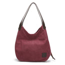 Purple Women's Canvas Hobo Handbag Multi - Compartment Shoulder Tote Bag Minimalist Casual Purse 30cm for Work Shopping & Travel - RnR Galore