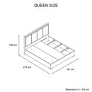 Queen Bed Frame Fabric Upholstery MDF in Cement Colour - RnR Galore