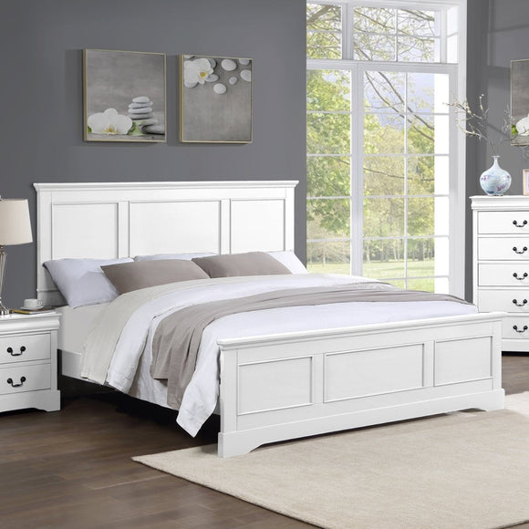 Queen Bed Frame in Solid Wood with Slats Support in White colour - RnR Galore