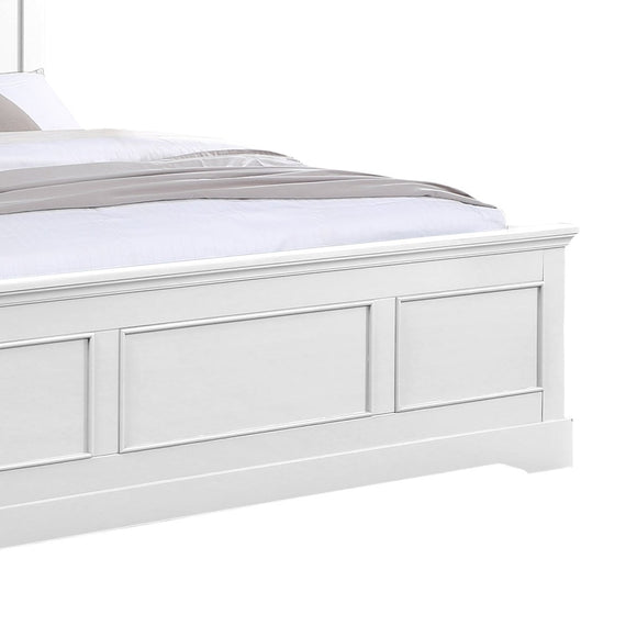 Queen Bed Frame in Solid Wood with Slats Support in White colour - RnR Galore