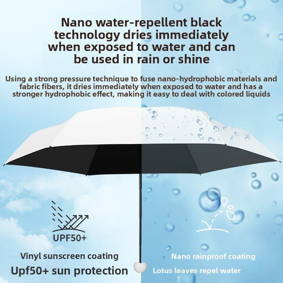 Quiet Blue Compact Mini Travel Umbrella UPF50+ UV Protection Waterproof 6 - Fold Flat Design Lightweight Sun & Rain Parasol for Handbag - RnR Galore
