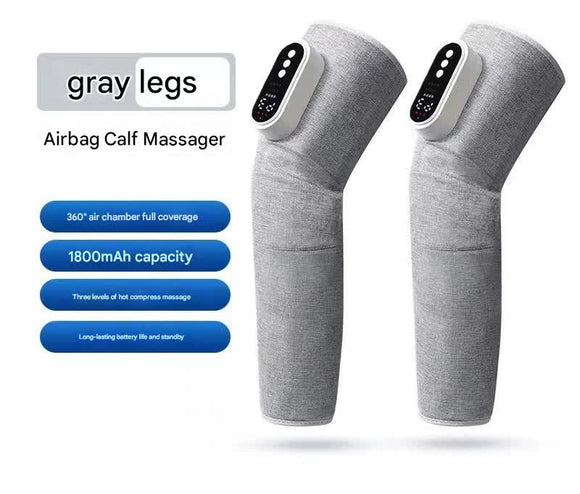 Rechargeable Air Compression Leg Massager with Heat Therapy for Knee & Calf Relief(grey - Double) - RnR Galore