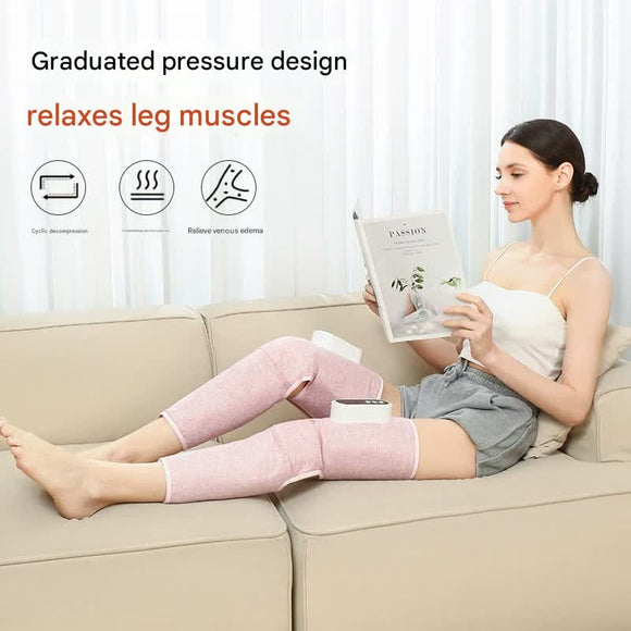Rechargeable Air Compression Leg Massager with Heat Therapy for Knee & Calf Relief(grey - Double) - RnR Galore
