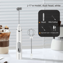 Rechargeable Electric Milk Frother Handheld - 3 Speed Adjustable Foam Maker with 2 Stainless Steel Whisks - Portable Coffee Mixer & Egg Beater for Flat Whites, Lattes & Baking (White) - RnR Galore