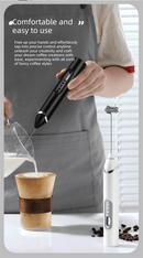 Rechargeable Electric Milk Frother with Metal Stand - Handheld Foam Maker & Egg Beater Set - 3 Speed Mixer with 2 Stainless Steel Whisks for Flat Whites, Lattes & Baking (White) - RnR Galore