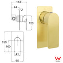 Rectangle Brushed Gold Shower Mixer Hot Cold Tapware Ceramic Cartridge Component - RnR Galore