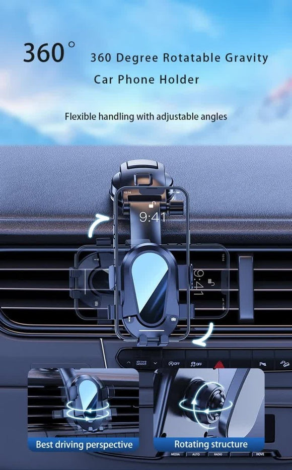 Red and Black Universal Car Phone Mount Holder - 360° Rotation with Upgraded Suction Cup for Dashboard & Windscreen - RnR Galore