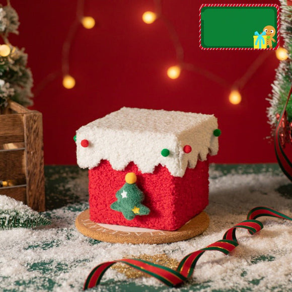 Red and White Luxe Plush Christmas Gift Box - Decorative Holiday Treat Box with Snowy Trim - RnR Galore