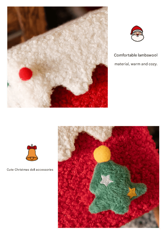 Red and White Luxe Plush Christmas Gift Box - Decorative Holiday Treat Box with Snowy Trim - RnR Galore